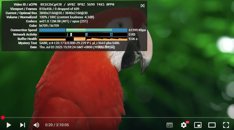 youtube 4k测试